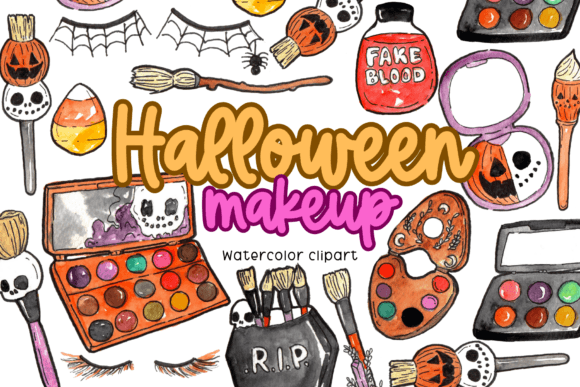 Download Watercolor Halloween Makeup Clipart - Halloween makeup Collection