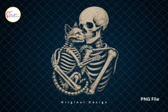 Download Gothic Cat Lover Spooky Skeleton PNG - Spooky Collection