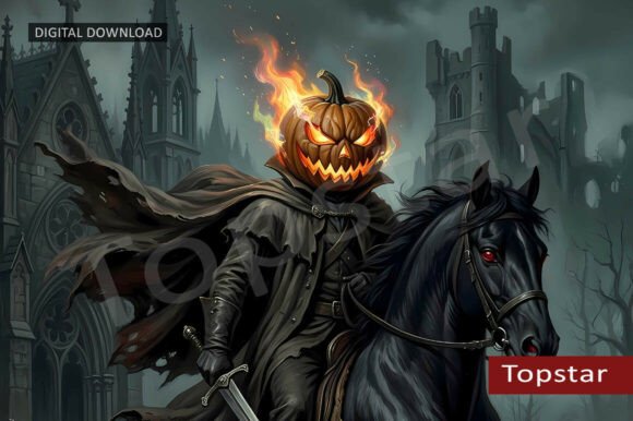 Download Halloween Rider Spooky Pumpkin Head Art - Spooky Collection
