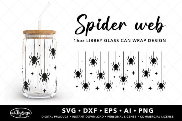 Download Halloween Spider Web Glass Can Wrap Svg - Premium Resources